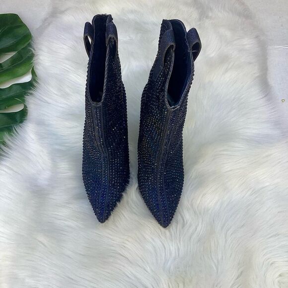 Jessica Simpson Vianne Stiletto Crystal Embellishment Ankle Booties Navy 7 - Picture 3 of 8